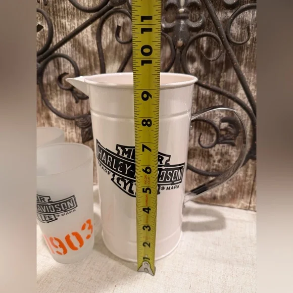 *NWOT Harley Davidson pitcher & glass set frosted glasses - Picture 10 of 10